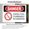 Signmission Diesel Fuel Flammable No Smoking Danger Sign, Vinyl Decal, 7in W x 5in L, 2PK OS-2PACK-DS-D-57-L-1128 - alternate 7